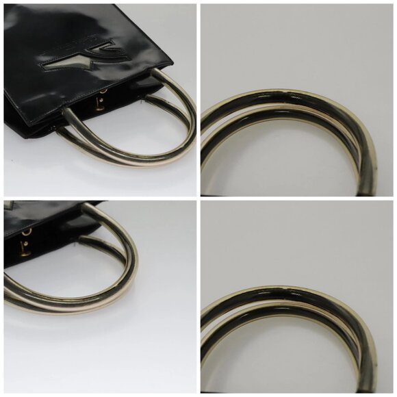 Salvatore Ferragamo Hand Bag Enamel Black Auth 107226 - Picture 16 of 16